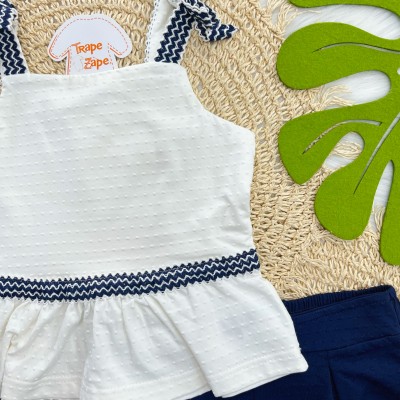 Conj. Regata Anabola e Short - Off White e Marinho